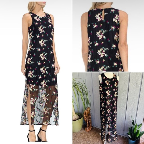 Vince Camuto Dresses & Skirts - Vince Camuto Large Sleeveless Maxi Embroidered Floral Dress Spring Tropical